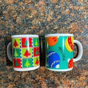 🎄Stoneware Festive Holiday Christmas Mug Set of 2 Large Coffee Tea Cup Drinkware